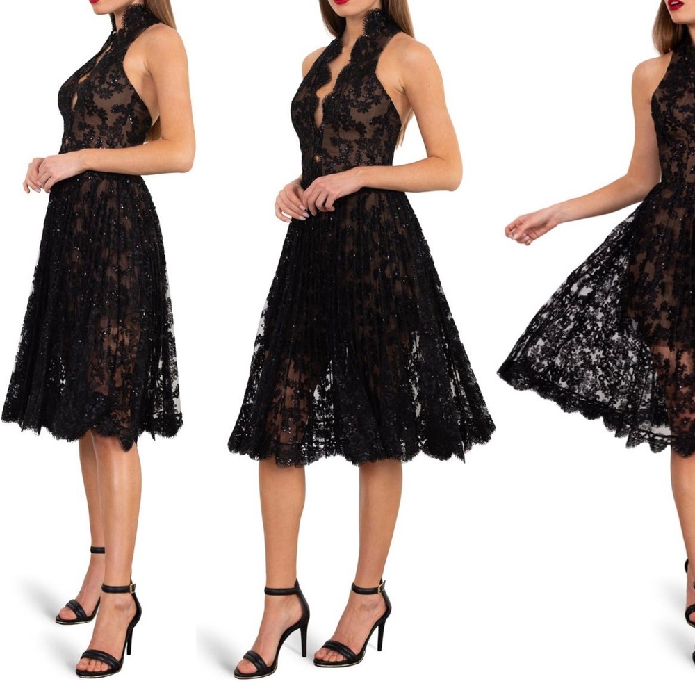 ❌❌SOLD ❌❌ BRAND NEW! Helsi Sophia Black Embroidered Lace Dress Size M - Picture 4 of 5